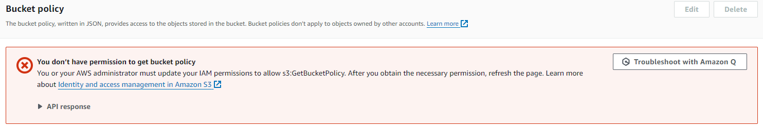 AWS Bucket Policy Access Error